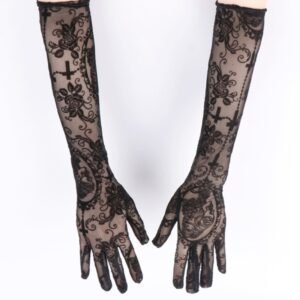Sexy Lace Long Gloves Dark Skull Halloween Costume Accessories