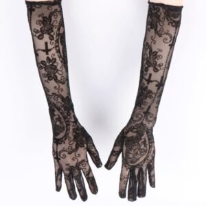 Sexy Lace Long Gloves Dark Skull Halloween Costume Accessories