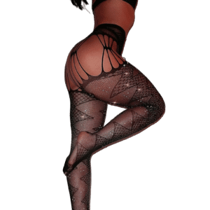 Midnight Glam Side-Diamond Cross Sexy Fishnet Stockings