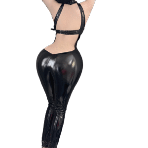 NightLush | Midnight Glaze Sexy See-Through Patent Leather Tight Jumpsuit